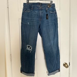 Express Mid Rise Ripped Boyfriend Jeans